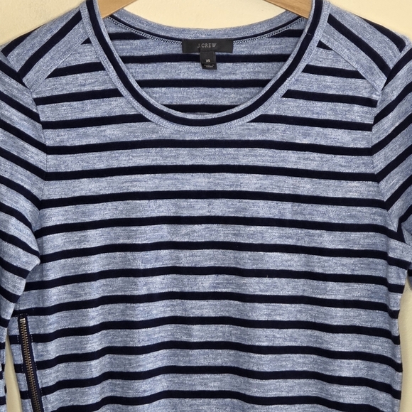 J. Crew | Blue Striped T-Shirt Dress with Side Zippers Size XS - Picture 2 of 5